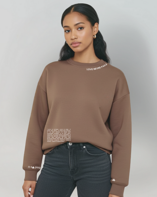 LOVE NEVER FAILS Sweatshirt | 1 Corinthians 13