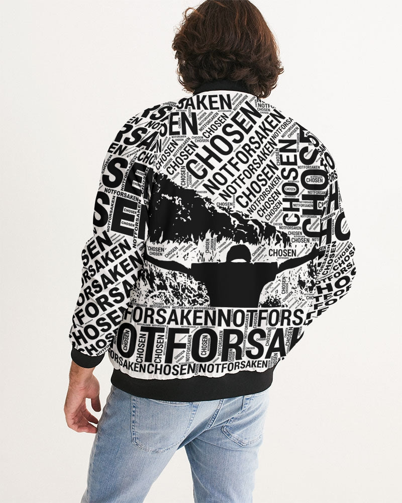 Chosen Not Forsaken Christian Bomber Jacket - Back Side - White front