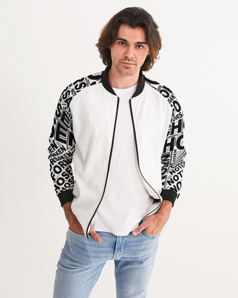 Chosen Not Forsaken Christian Bomber Jacket - Front Side - White front