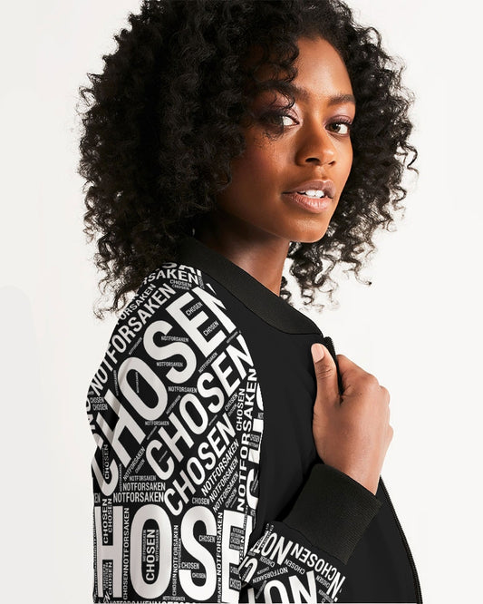 Chosen Not Forsaken Womens Christian Bomber Jacket - Left Side