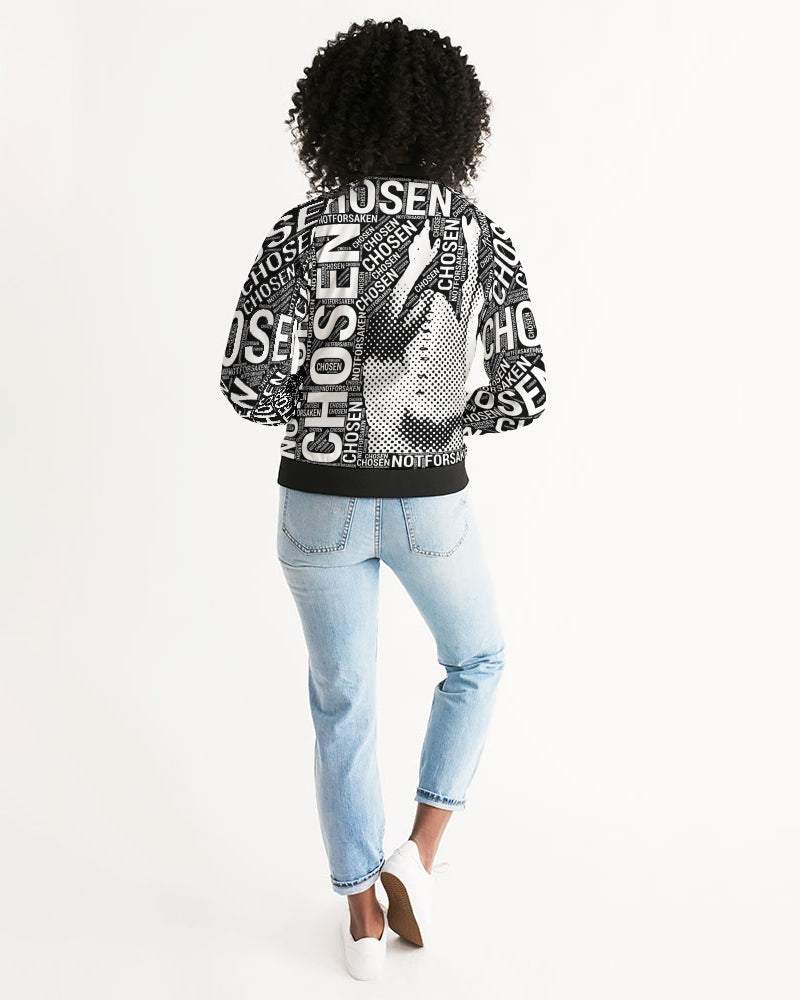 Chosen Not Forsaken Womens Christian Bomber Jacket - Back Side