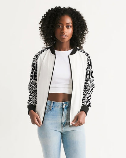 Chosen Not Forsaken White Women's Christian Bomber Jacket - Front Side B