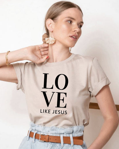 Love Like Jesus Tshirt - Beige, Christian T-shirt